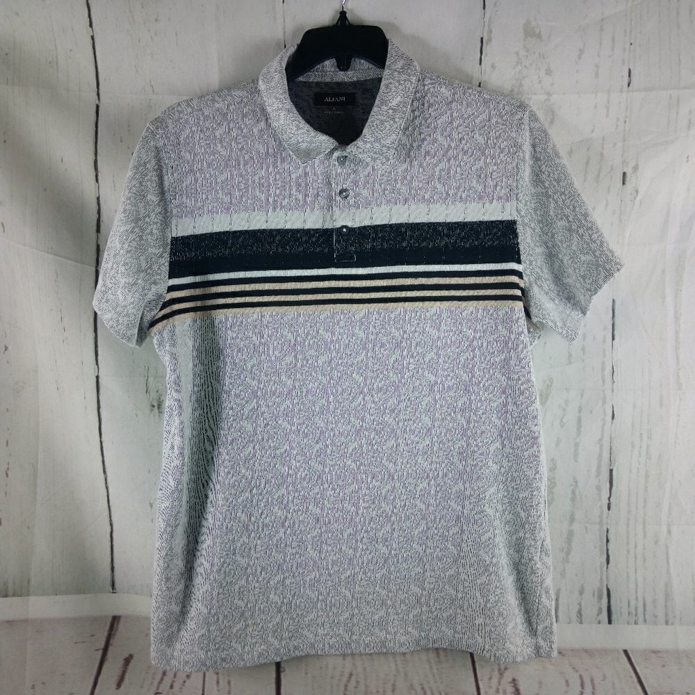 Alfani Mens Multicolor Striped Golf Polo Shirt Size XL